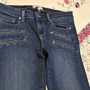 PAIGE Dark Blue Skinny Jeans with Zipper Details